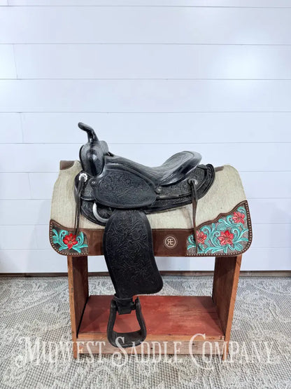 15” Simco Black Western Saddle Round Skirt - Western Saddle