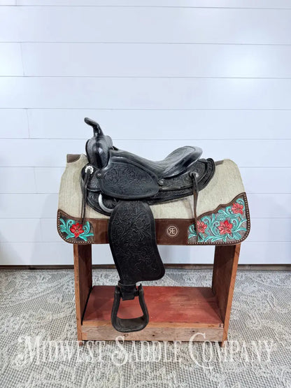 15” Simco Black Western Saddle Round Skirt - Western Saddle