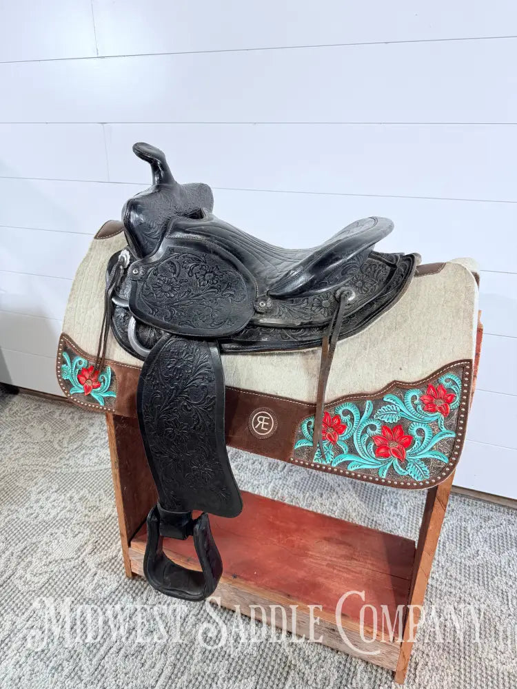 15” Simco Black Western Saddle Round Skirt - Western Saddle