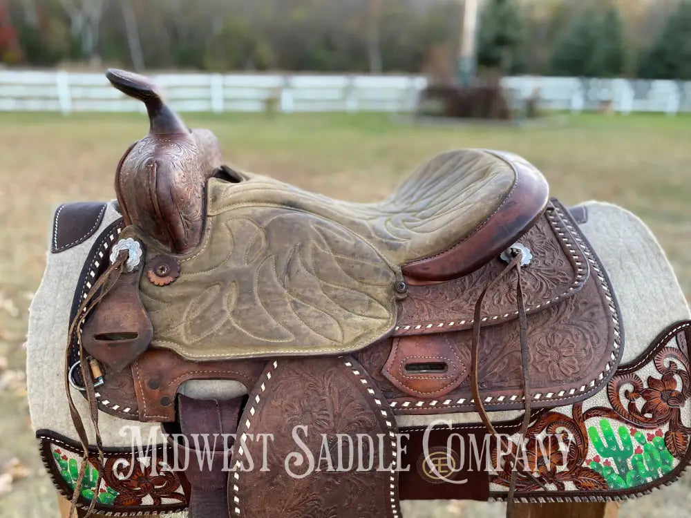 15” Simco Buckstitch Trail Saddle - Suede Seat & Jockeys