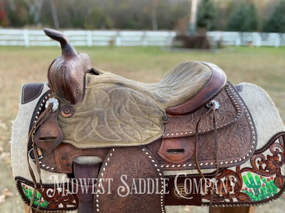 15” Simco Buckstitch Trail Saddle - Suede Seat & Jockeys