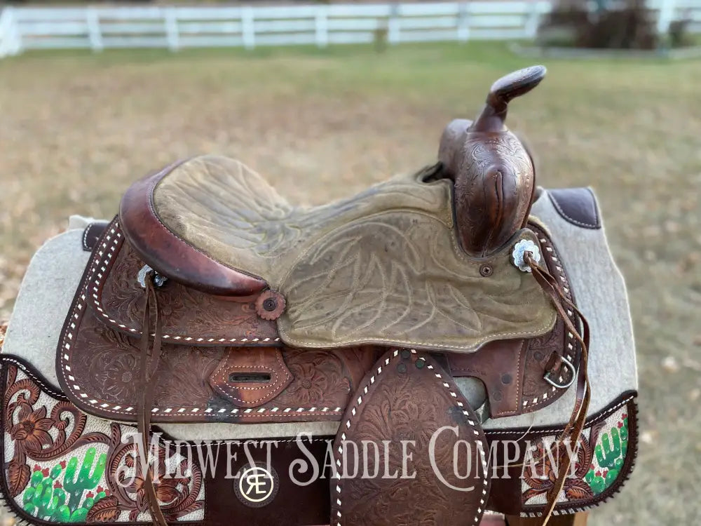 15” Simco Buckstitch Trail Saddle - Suede Seat & Jockeys