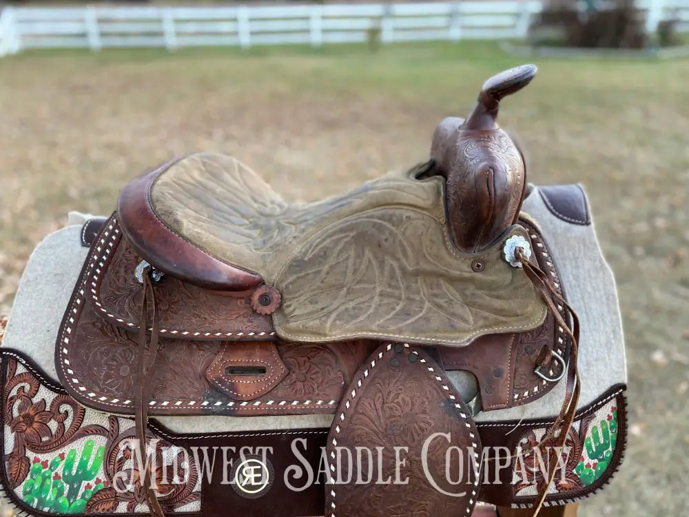 15” Simco Buckstitch Trail Saddle - Suede Seat & Jockeys