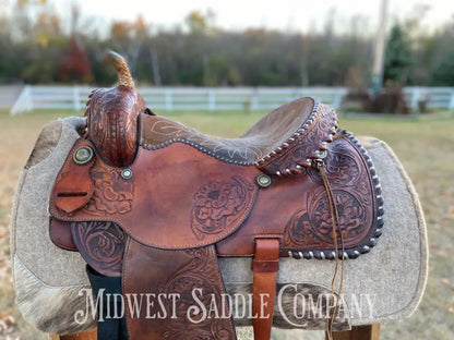 15” Tex Tan Hereford Brand Western Barrel Saddle - Fqhb