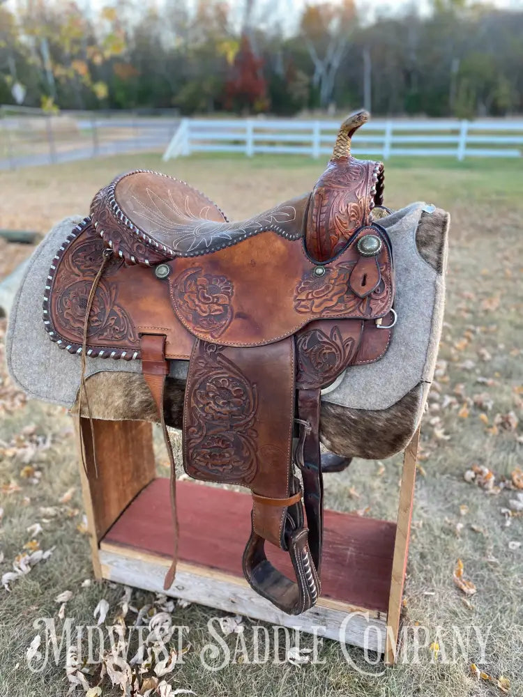 15” Tex Tan Hereford Brand Western Barrel Saddle - Fqhb