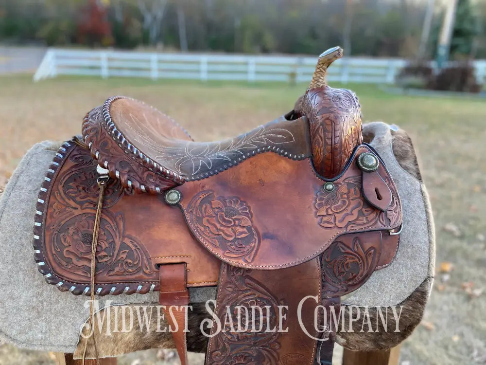 15” Tex Tan Hereford Brand Western Barrel Saddle - Fqhb