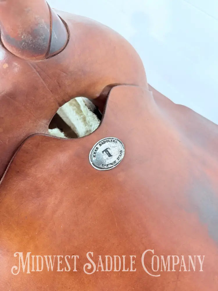 15” Texas Saddlery Western Ranch Saddle Pencil Roll Slick Seat - SQHB Western Saddle