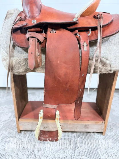 15” Texas Saddlery Western Ranch Saddle Pencil Roll Slick Seat - SQHB Western Saddle