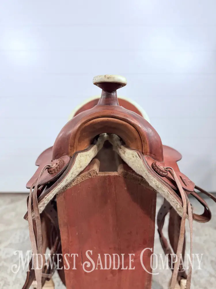 15” Texas Saddlery Western Ranch Saddle Pencil Roll Slick Seat - SQHB Western Saddle