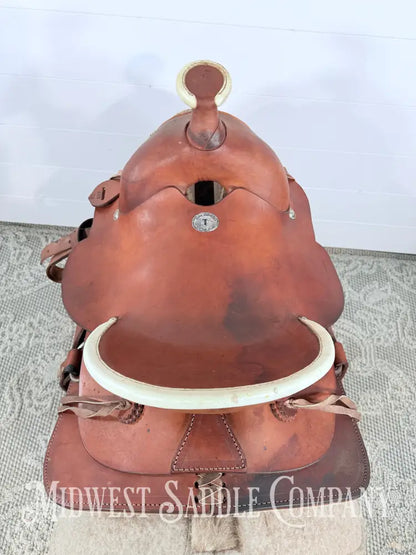 15” Texas Saddlery Western Ranch Saddle Pencil Roll Slick Seat - SQHB Western Saddle