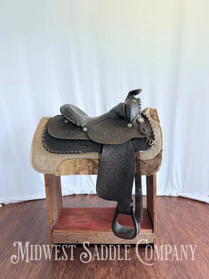15” Vintage Circle Y Western Equitation Show Saddle Regular Tree Silver Laced Fully Tooled Western Saddle