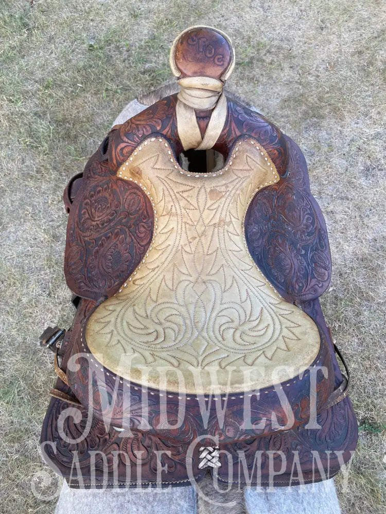 15’ Vintage Circle Y Western Roping Saddle - Fully Tooled!