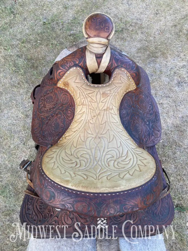 15’ Vintage Circle Y Western Roping Saddle - Fully Tooled!