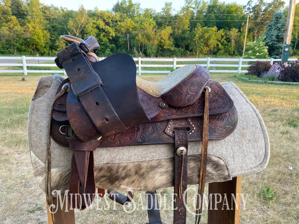 15’ Vintage Circle Y Western Roping Saddle - Fully Tooled!