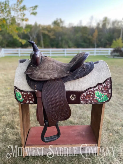 14” Vintage King Series Barrel Racing Western Saddle - Round Skirt