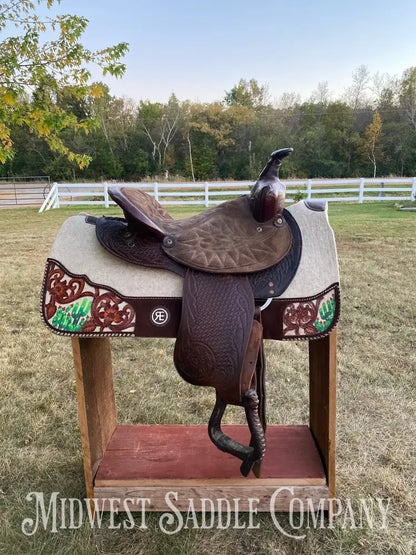 14” Vintage King Series Barrel Racing Western Saddle - Round Skirt