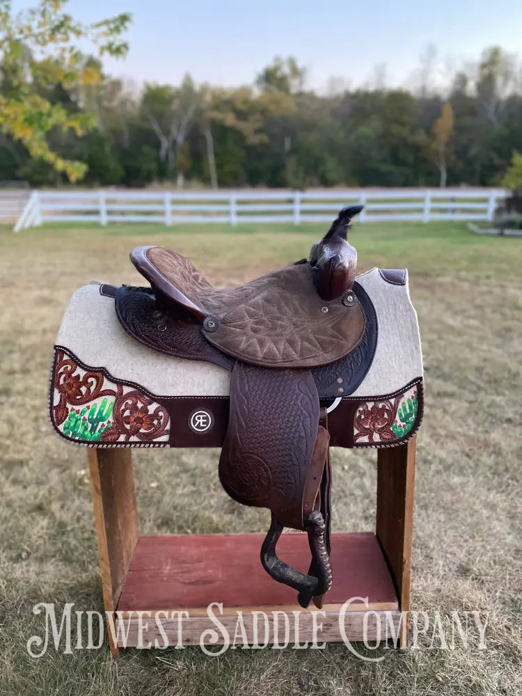 14” Vintage King Series Barrel Racing Western Saddle - Round Skirt