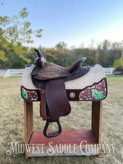 14” Vintage King Series Barrel Racing Western Saddle - Round Skirt