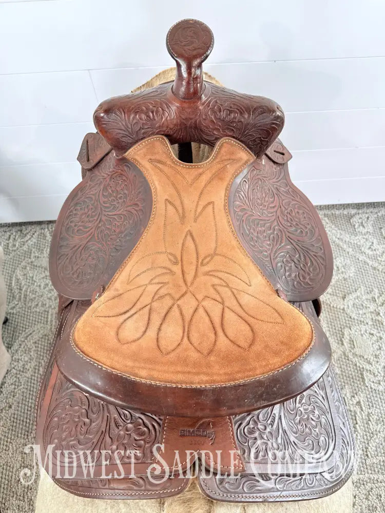 15” Vintage Simco 3100 Western Trail Saddle 6.5” Gullet