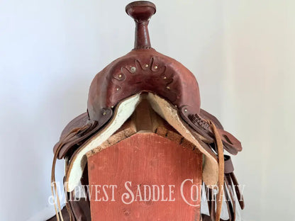 15” Western Barrel Saddle with Floral Leather Tooling Narrow Fit Western Saddle