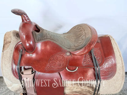 15” Western Leather All Around Trail Saddle 6” Gullet - Western Saddle