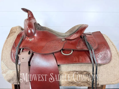 15” Western Leather All Around Trail Saddle 6” Gullet - Western Saddle