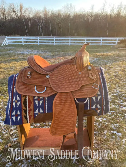 15’ Western Saddle W/ Basketweave Tooling - Wide Gullet