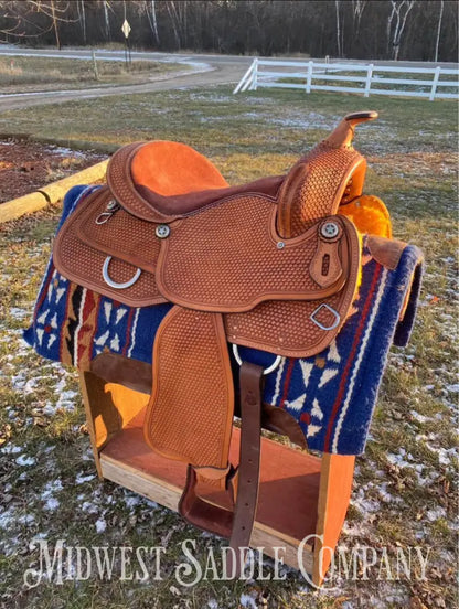 15’ Western Saddle W/ Basketweave Tooling - Wide Gullet