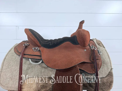 16.5” Circle Y Tucker Beartrap Western Trail Saddle Roughout Regular Tree - Western Saddle