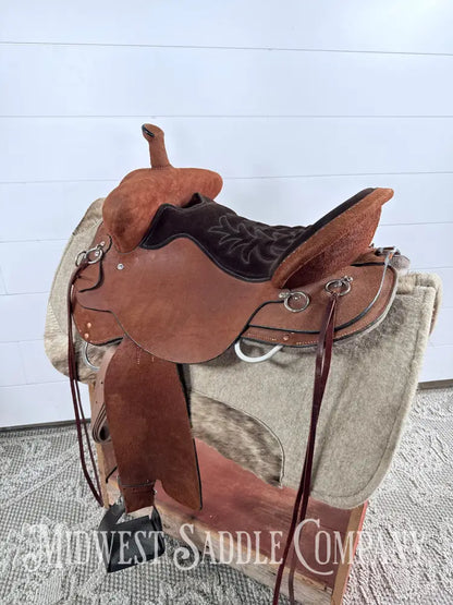 16.5” Circle Y Tucker Beartrap Western Trail Saddle Roughout Regular Tree - Western Saddle