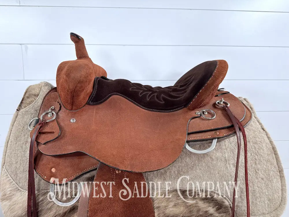 16.5” Circle Y Tucker Beartrap Western Trail Saddle Roughout Regular Tree - Western Saddle