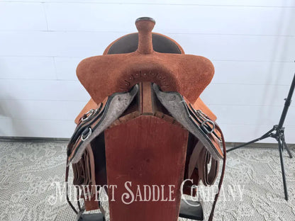 16.5” Circle Y Tucker Beartrap Western Trail Saddle Roughout Regular Tree - Western Saddle