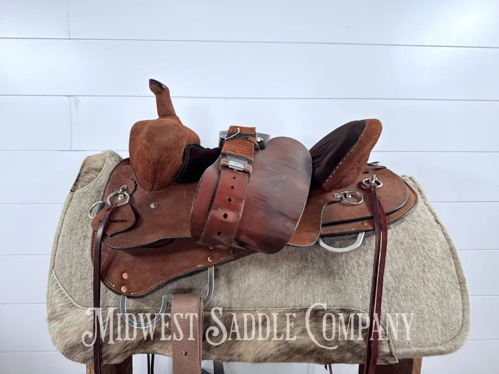 16.5” Circle Y Tucker Beartrap Western Trail Saddle Roughout Regular Tree - Western Saddle