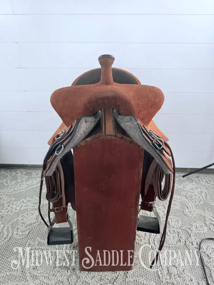 16.5” Circle Y Tucker Beartrap Western Trail Saddle Roughout Regular Tree - Western Saddle