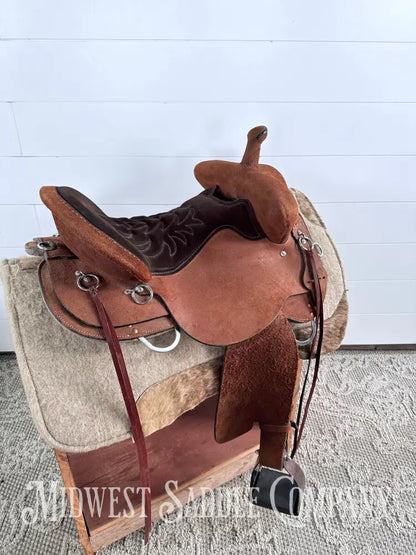16.5” Circle Y Tucker Beartrap Western Trail Saddle Roughout Regular Tree - Western Saddle