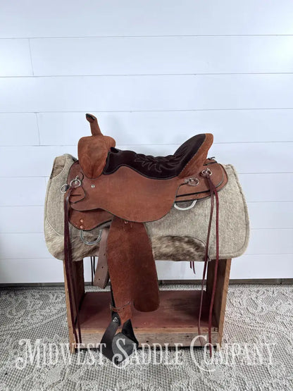16.5” Circle Y Tucker Beartrap Western Trail Saddle Roughout Regular Tree - Western Saddle