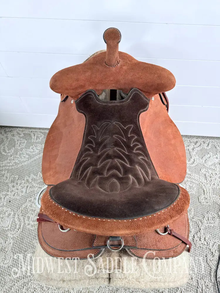 16.5” Circle Y Tucker Beartrap Western Trail Saddle Roughout Regular Tree - Western Saddle
