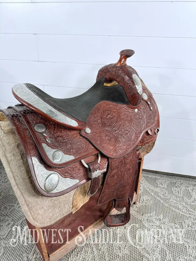 16.5” Circle Y Western Pleasure Silver Show Saddle 6.5” Gullet - Western Saddle