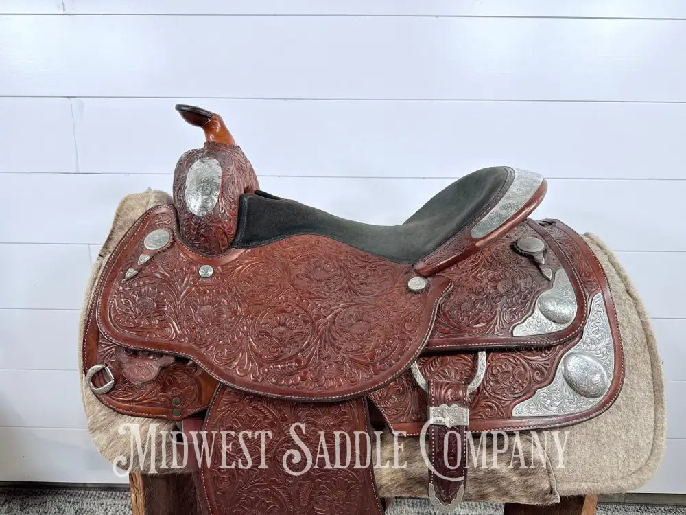 16.5” Circle Y Western Pleasure Silver Show Saddle 6.5” Gullet - Western Saddle