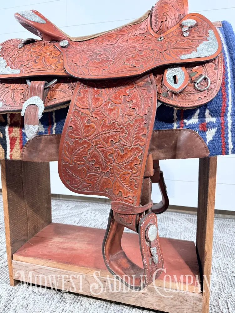 16.5” J. Black Maker Custom Western Pleasure Show Saddle Hand Tooled - FQHB
