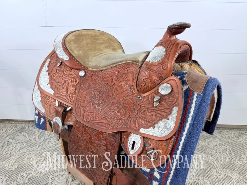 16.5” J. Black Maker Custom Western Pleasure Show Saddle Hand Tooled - FQHB