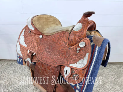 16.5” J. Black Maker Custom Western Pleasure Show Saddle Hand Tooled - FQHB