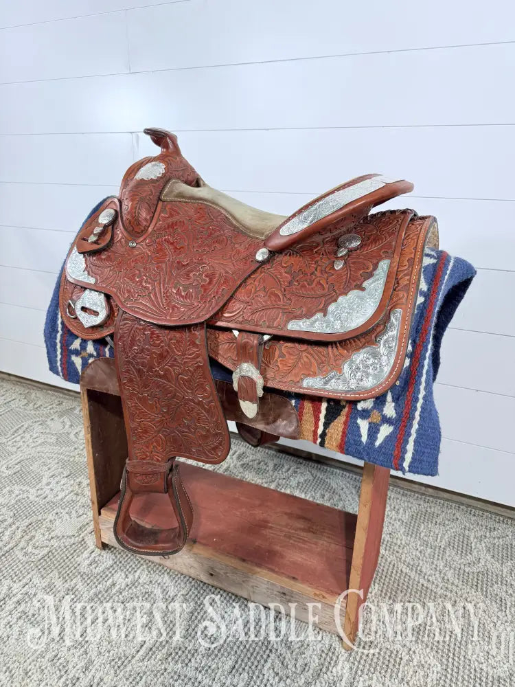 16.5” J. Black Maker Custom Western Pleasure Show Saddle Hand Tooled - FQHB