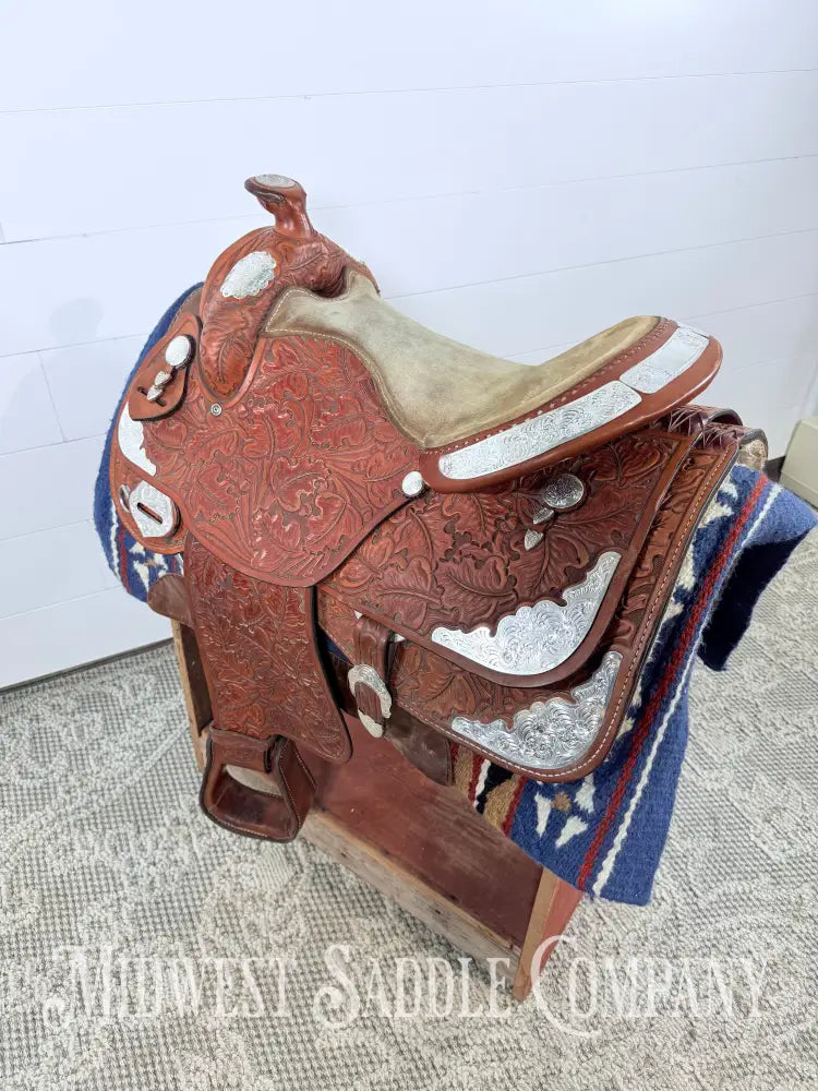 16.5” J. Black Maker Custom Western Pleasure Show Saddle Hand Tooled - FQHB