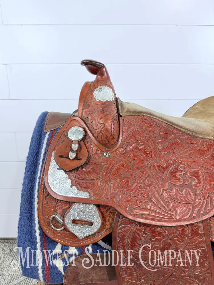 16.5” J. Black Maker Custom Western Pleasure Show Saddle Hand Tooled - FQHB