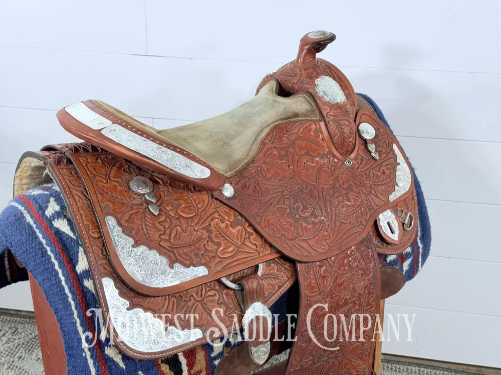 16.5” J. Black Maker Custom Western Pleasure Show Saddle Hand Tooled - FQHB