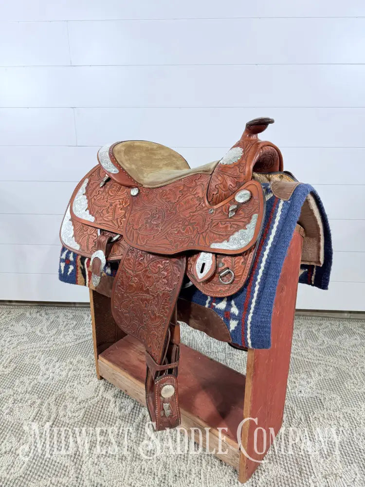 16.5” J. Black Maker Custom Western Pleasure Show Saddle Hand Tooled - FQHB