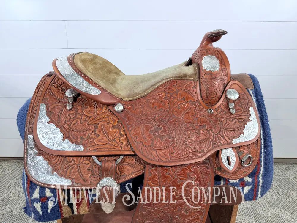 16.5” J. Black Maker Custom Western Pleasure Show Saddle Hand Tooled - FQHB