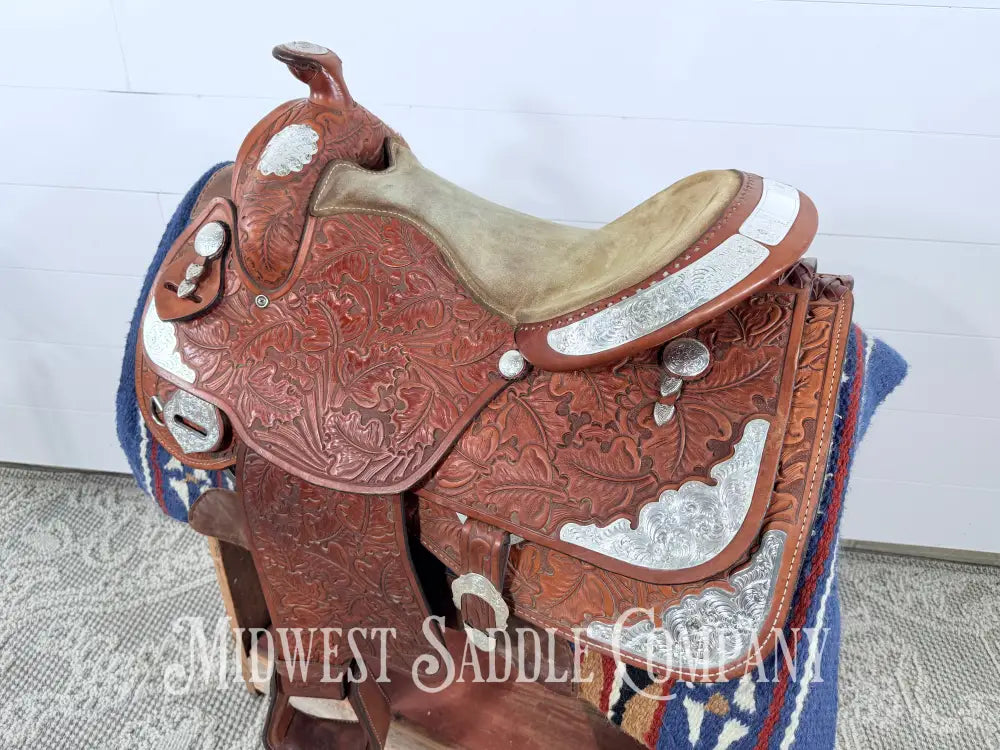 16.5” J. Black Maker Custom Western Pleasure Show Saddle Hand Tooled - FQHB