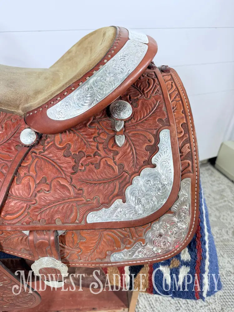 16.5” J. Black Maker Custom Western Pleasure Show Saddle Hand Tooled - FQHB